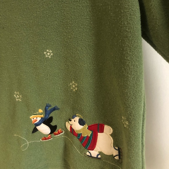 Vintage Christmas zipper green sweater- size M - Picture 9 of 16